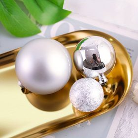 3 darabos műanyag torta dekorációs gömb – Ezüst