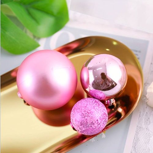 3 darabos műanyag torta dekorációs gömb – Rózsaszín 