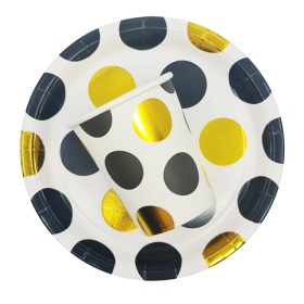 10 darabos papír pohár – Pöttyös – Fekete és arany 