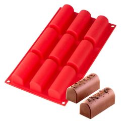   9 részes szilikon mousse, desszert forma – Rolád – Mini buche forma