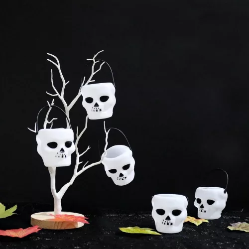 3 darabos műanyag kicsi halloween cukorkatartó vödör – Koponya