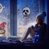 Halloween-i ablakdekoráció – Csontváz