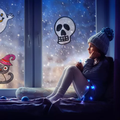 Halloween-i ablakdekoráció – Csontváz
