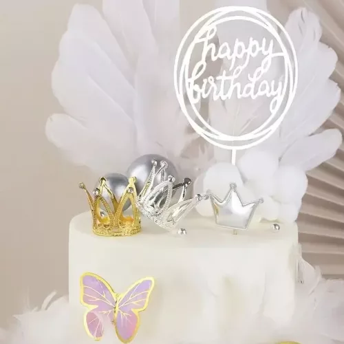Műanyag tortadekoráció – Korona, tiara – Arany