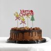 4 darabos torta dekoráció, torta beszúró – Merry Christmas felirat, szarvas és fenyőfa