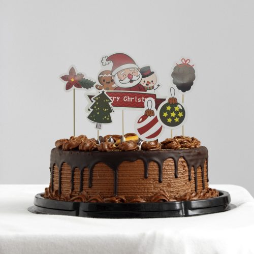 6 darabos torta dekoráció, torta beszúró – Karácsonyi vegyes minta