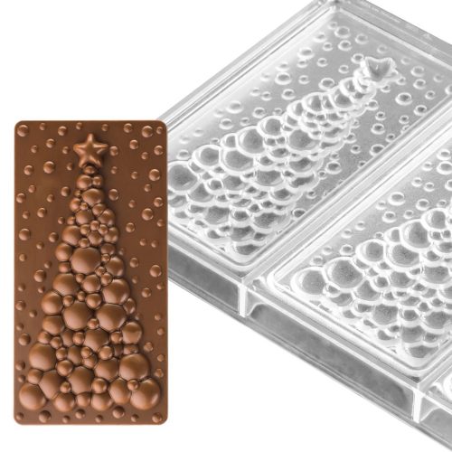 Polikarbonát táblás csokoládé forma – Karácsonyi minta - Karácsonyfa