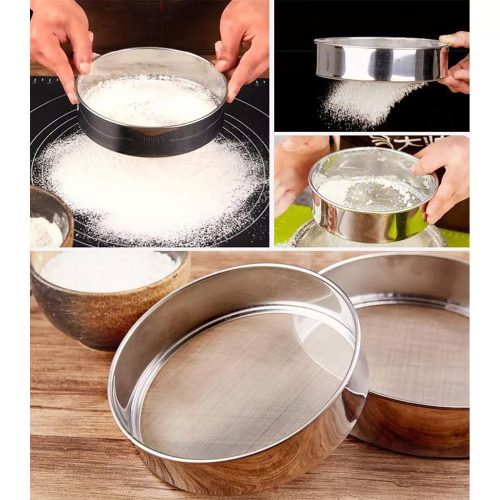 Rozsdamentes acél szita, lisztszita – Nagy – 20 cm