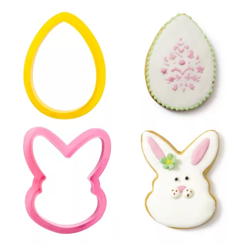 2 darabos műanyag süteménykiszúró – Húsvéti minta – Nyuszi és tojás