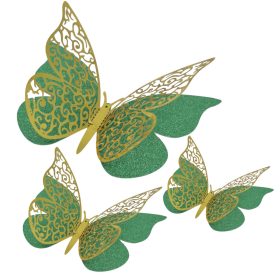 12 darabos 4D-s pillangó alakú torta dekoráció – Zöld