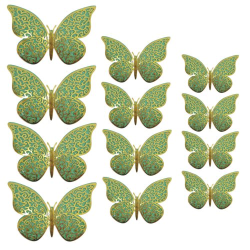 12 darabos 4D-s pillangó alakú torta dekoráció – Zöld