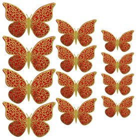 12 darabos 4D-s pillangó alakú torta dekoráció – Piros