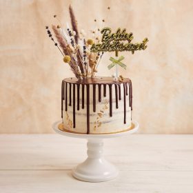   Műanyag tortadekoráció, torta beszúró – Boldog születésnapot – Arany