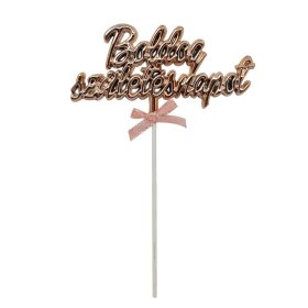   Műanyag tortadekoráció, torta beszúró – Boldog születésnapot – Rose Gold