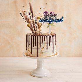   Műanyag tortadekoráció, torta beszúró – Boldog születésnapot – Szivárvány színű