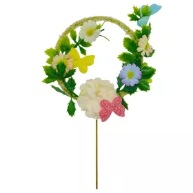   Tortadekoráció, torta beszúró – Tavaszi virág koszorú 