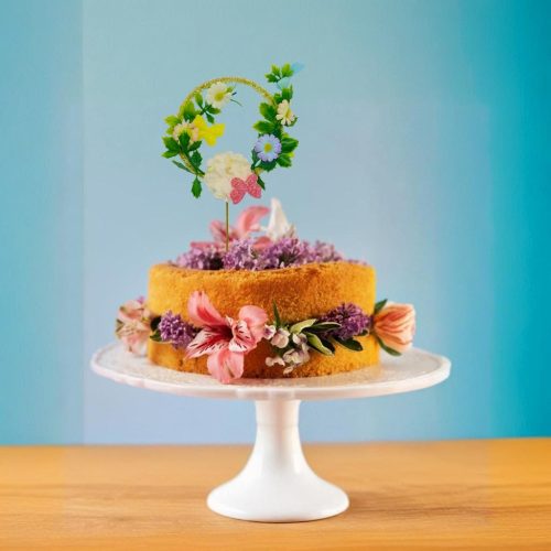 Tortadekoráció, torta beszúró – Tavaszi virág koszorú 