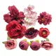 Selyemvirág, művirág szett tortához – Bordó - 10 darab