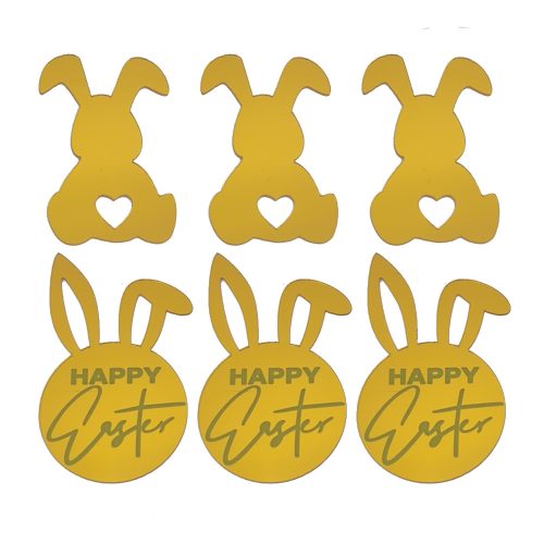 6 darabos sziluett torta és sütemény dekoráció – Húsvéti minta – Arany