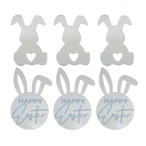 6 darabos sziluett torta és sütemény dekoráció – Húsvéti minta – Ezüst