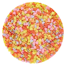   Szórócukor, cukorgyöngy – Szivárvány színű konfetti szív – 50g