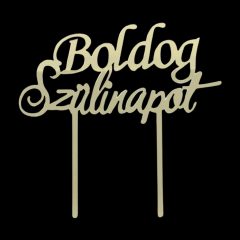 Sziluett tortadekoráció - Boldog szülinapot – Arany