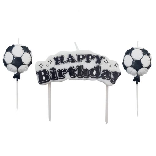 3 darabos tortagyertya – Happy Birthday felirattal – Foci minta