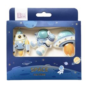 3 darabos torta gyertya - Űrhajós, asztronauta és UFO