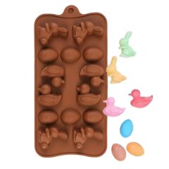   Szilikon bonbon forma – Húsvéti minta – Nyuszi, kacsa és tojás