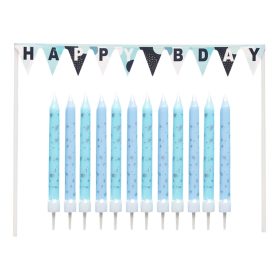 12 darabos gyertya szett tortadekorációval – Kék