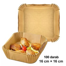   100 darabos sütő papír forrólevegős sütőhöz – Négyzet – 16 cm × 16 cm