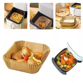   100 darabos sütő papír forrólevegős sütőhöz – Négyzet – 16 cm × 16 cm