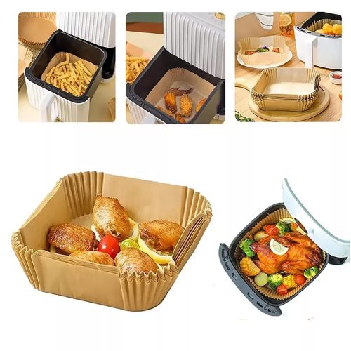 100 darabos sütő papír forrólevegős sütőhöz – Négyzet – 16 cm × 16 cm