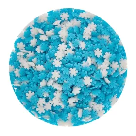   Szórócukor, cukorgyöngy – Konfetti hópehely – Kék és fehér – 50 g