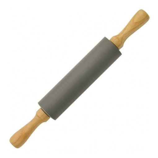 Szilikon sodrófa, nyújtófa fa nyéllel - 41 cm