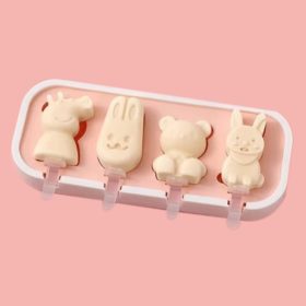   4 részes szilikon jégkrém készítő forma – Vegyes állat minta – Malac, nyuszi és maci