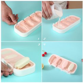   4 részes szilikon jégkrém készítő forma – Vegyes állat minta – Malac, nyuszi és maci