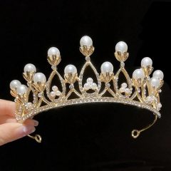  Tortadekoráció, tortadísz – Arany tiara, korona gyöngyökkel
