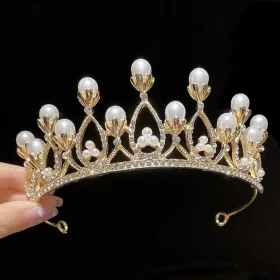   Tortadekoráció, tortadísz – Arany tiara, korona gyöngyökkel