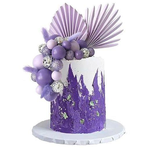 25 darabos műanyag gömb tortadekoráció szett – Lila és ezüst 