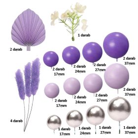   25 darabos műanyag gömb tortadekoráció szett – Lila és ezüst 