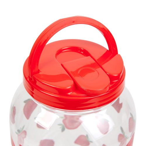 Műanyag italadagoló csappal, műanyag poharakkal - Eper