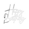 Műanyag sziluett beszúró – "Happy Birthday" felirat torta oldalára – Ezüst