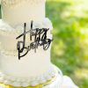Műanyag sziluett beszúró – "Happy Birthday" felirat torta oldalára – Fekete