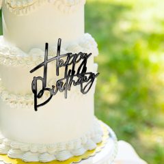   Műanyag sziluett beszúró – "Happy Birthday" felirat torta oldalára – Fekete