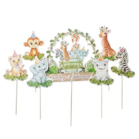   8 darabos papír tortadekoráció - Boldog szülinapot – Állatok