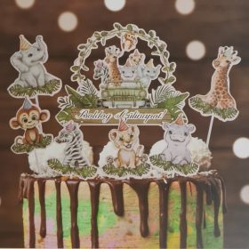   8 darabos papír tortadekoráció - Boldog szülinapot – Állatok