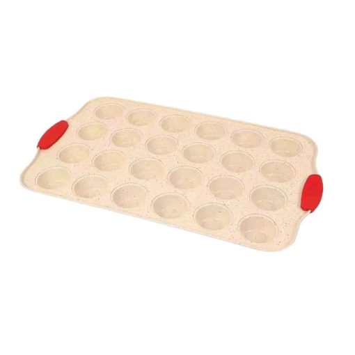 Fém sütőforma szilikon fogóval – 24 részes mini muffin forma
