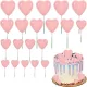 20 darabos torta dekorációs szett - Szív – Rózsaszín