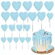 20 darabos torta dekorációs szett - Szív – Világos kék